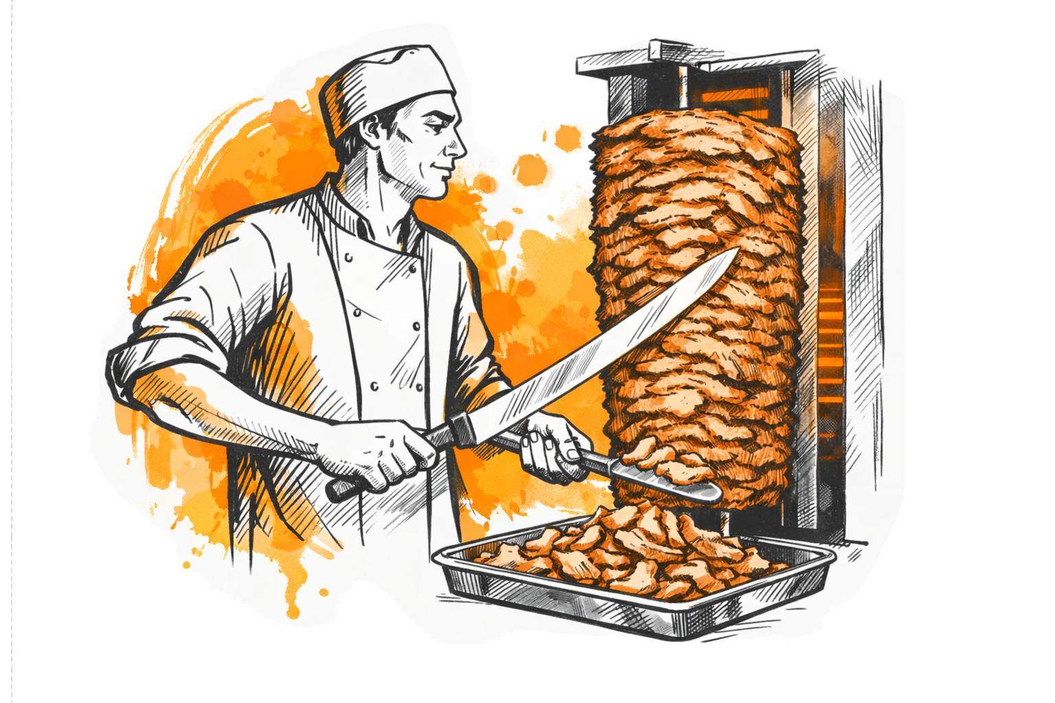 Traditional doner kebab being carved at OBX Gyro Outer Banks NC
